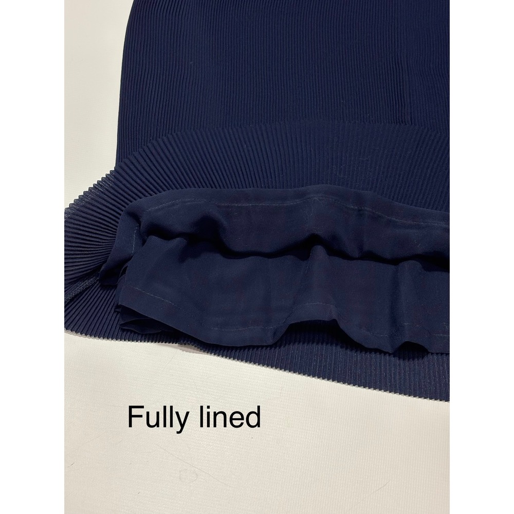 J.McLaughlin Aisha Dress Navy Blue Micro-Pleated Flutter Sleeve Midi Small NEW - Picture 10 of 14